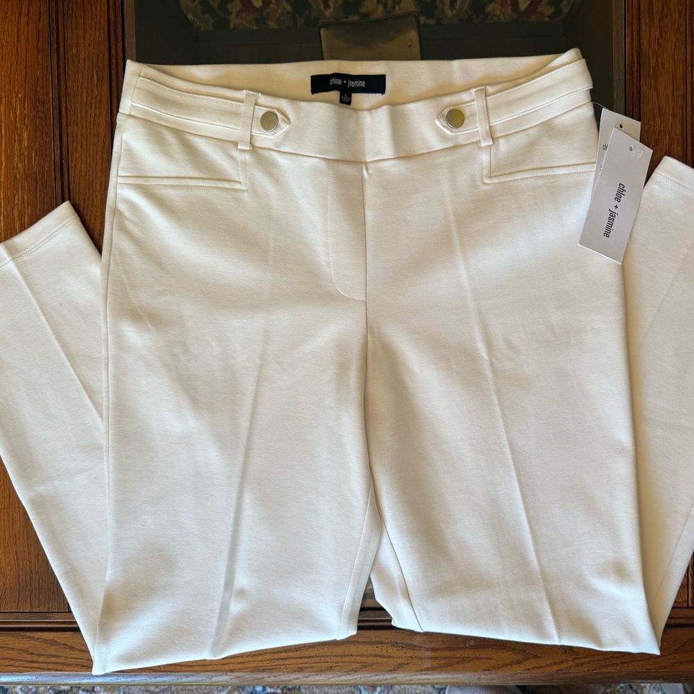 Chloe & Jasmine Winter White Stretch Dress Pants, L